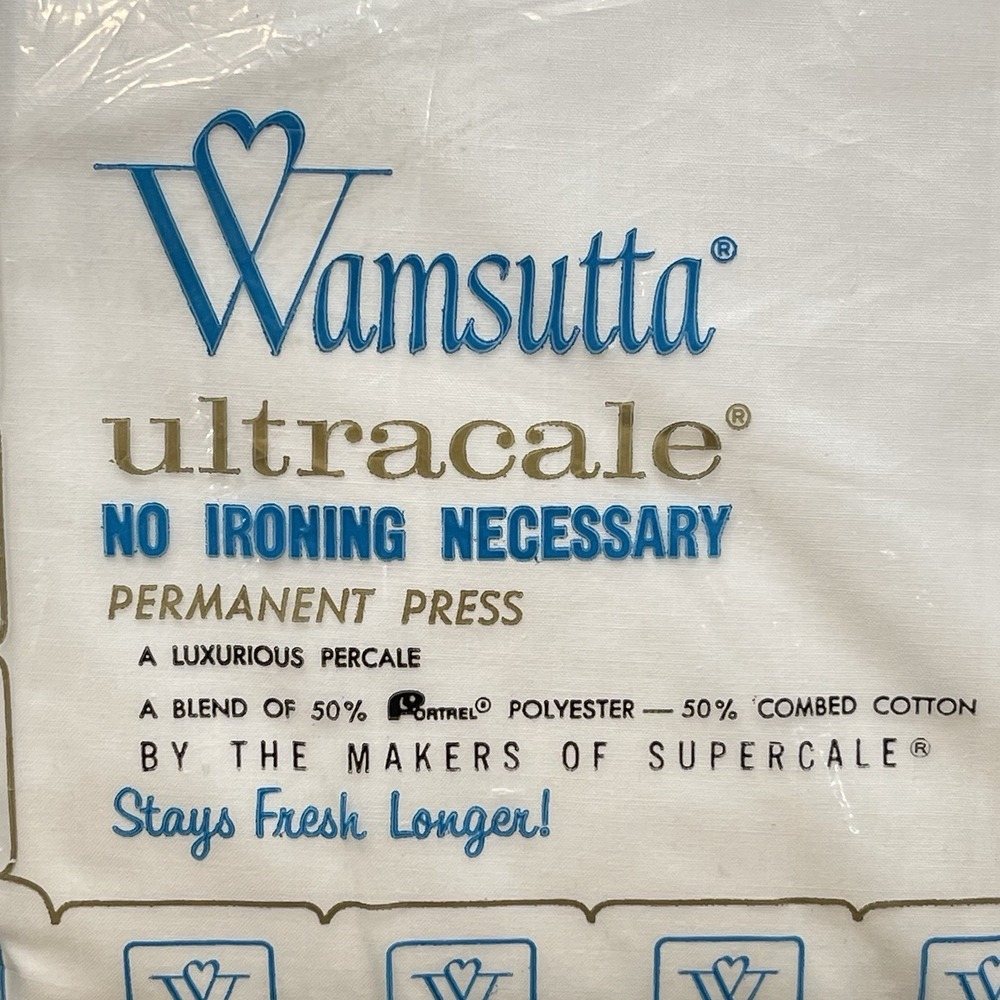 Vintage Wamsutta Ultracale White Double Fitted Sheet 54x75 50/50 Cotton Poly NOS - Picture 4 of 7